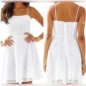 Lilly Pulitzer Jennilee pure solid White Mini A-Line Sundress summer dress sz L